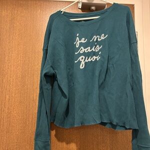 Anthropologie Thermal Long Sleeve Top with Script Graphic